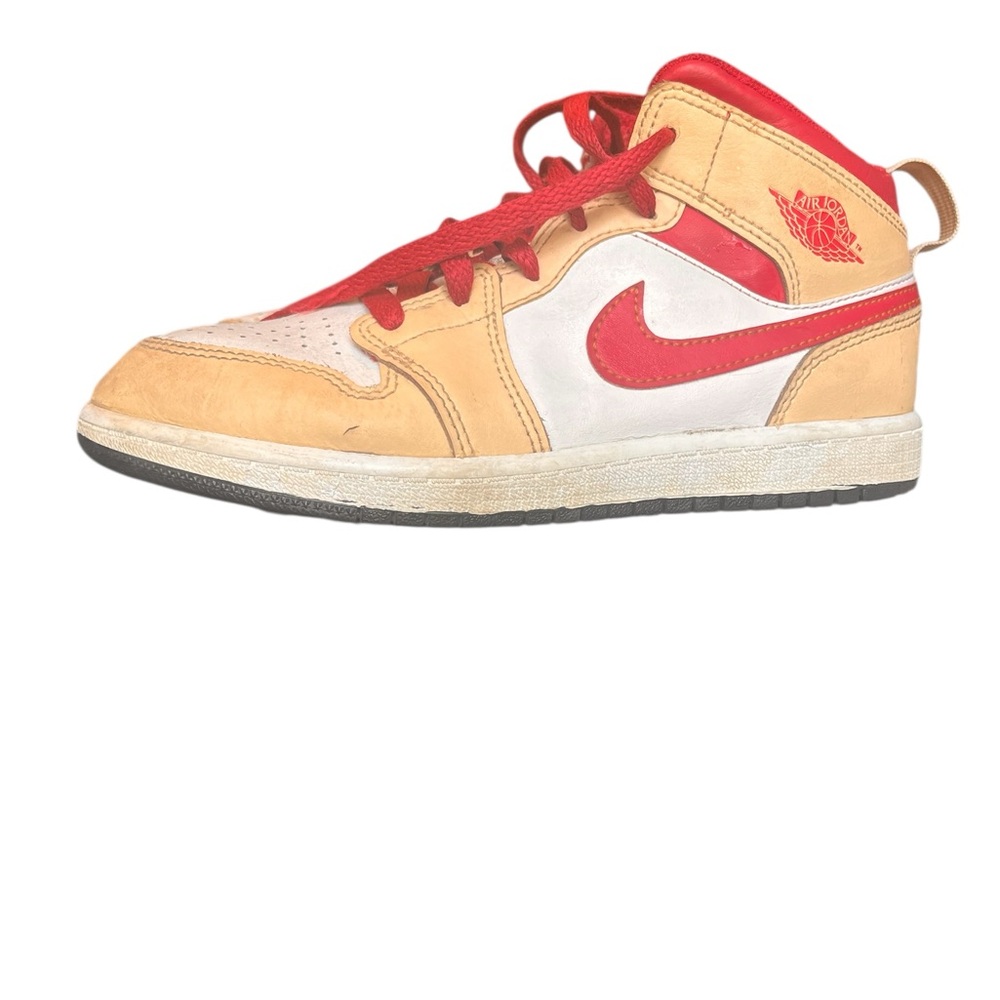 Nike Kids' Red and Tan Jordan 1 size 3 youth